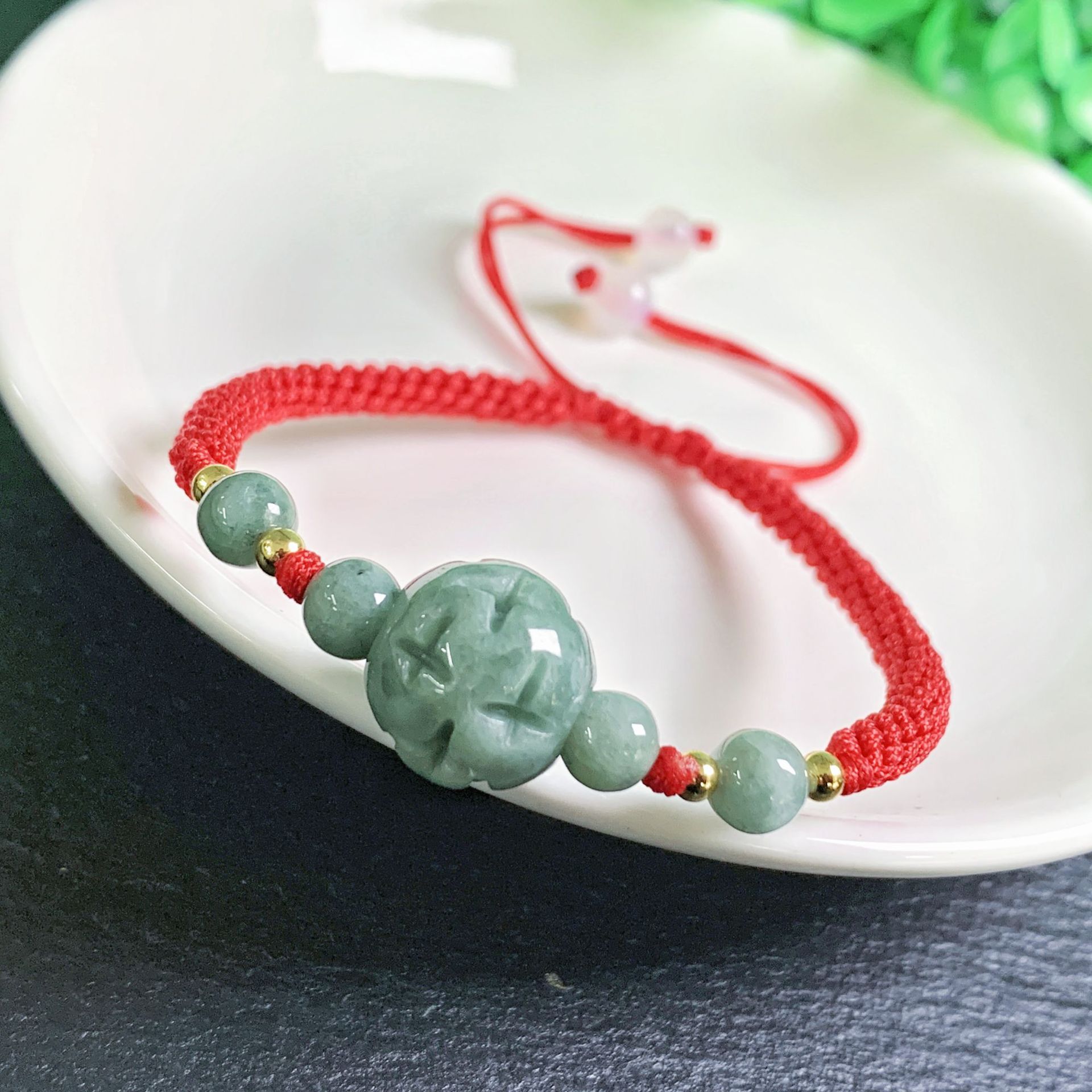 Beading - ميانمار الجاديت نحت حبة سوار الطبيعية