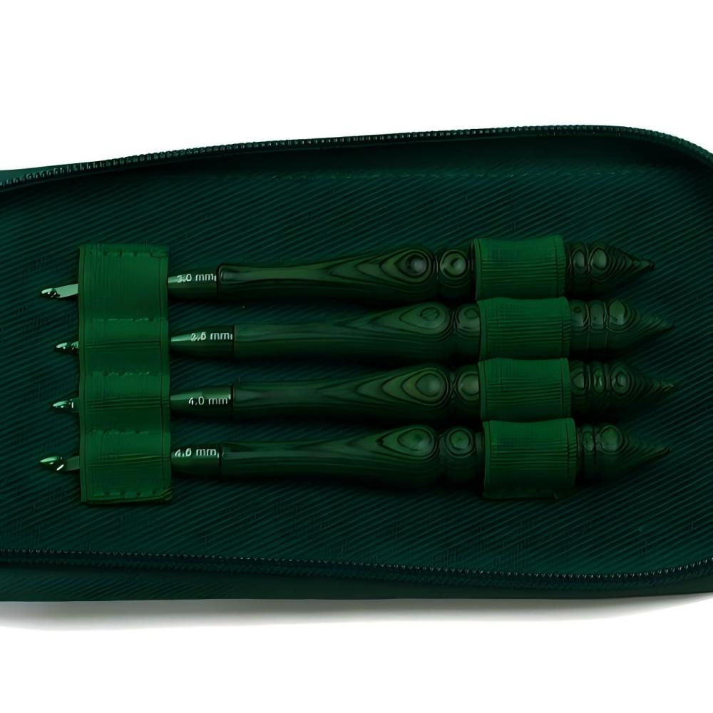 Wooden Crochet Hooks Ergonomic Handle - مجموعة إبر الكروشيه، 8 قطع، بمقبض