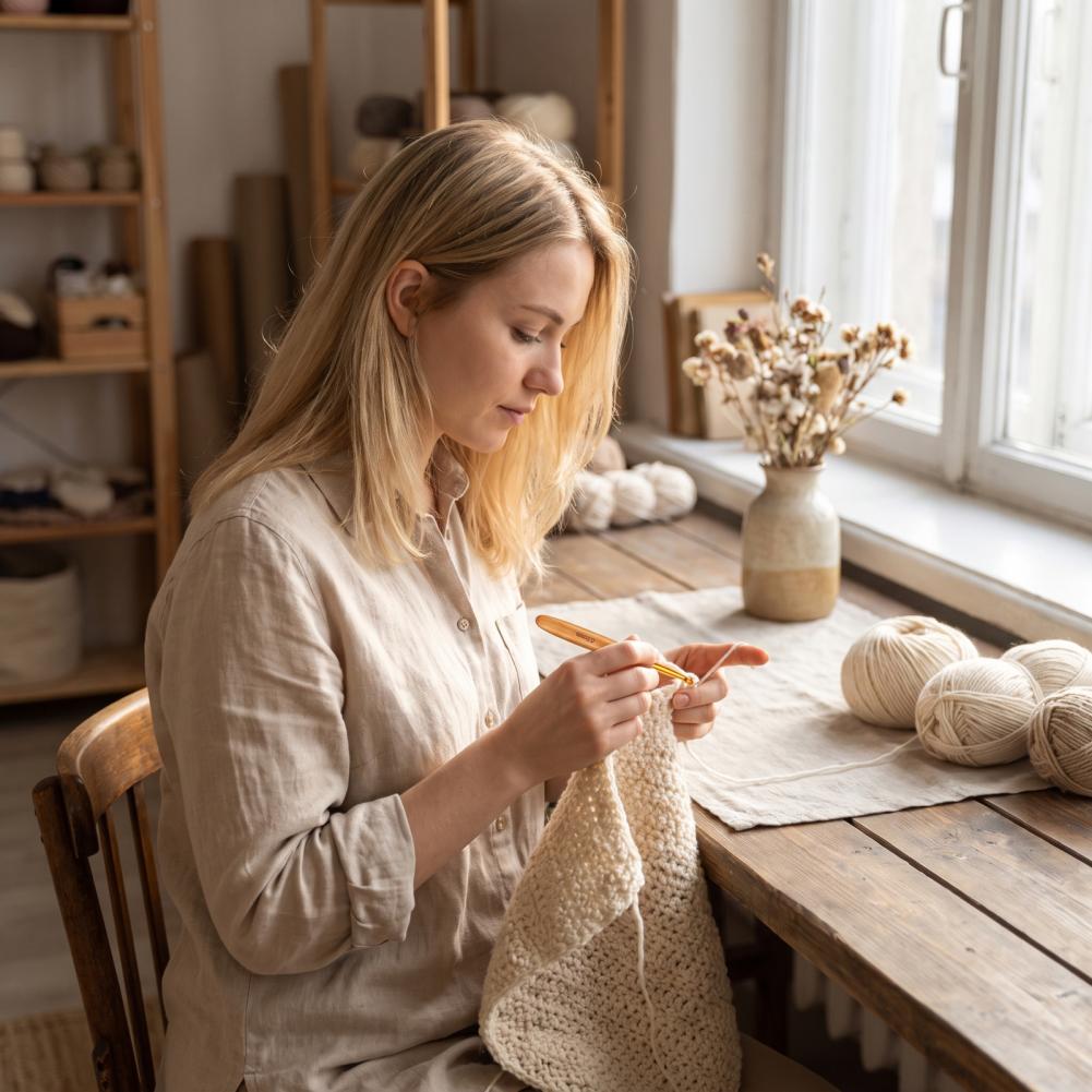 مجموعة خطافات الكروشيه المحمول - مراجعة Wooden Crochet Hooks Ergonomic Handle وسعره